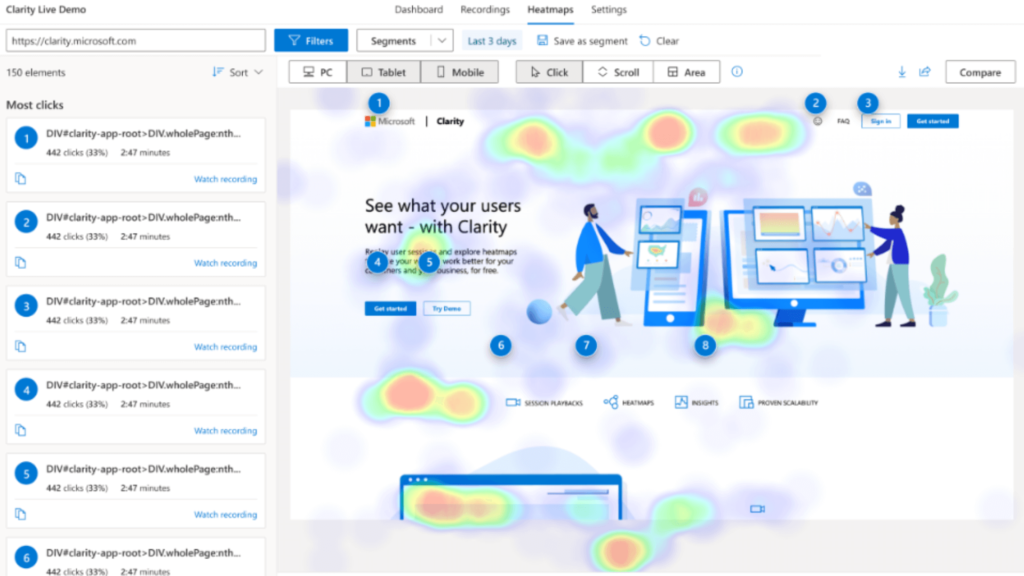 ヒートマップ「クリック分析」