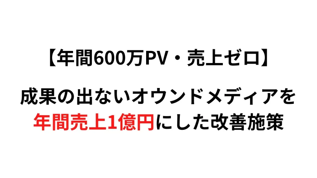 【年間600万PV・売上ゼロ】のオウンドメディアを「年間売上1億円」にした改善施策を公開